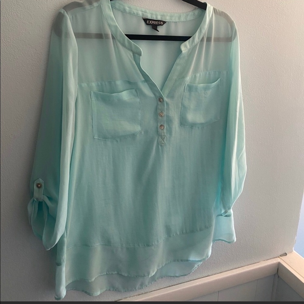 🌻Sheer blue blouse from express